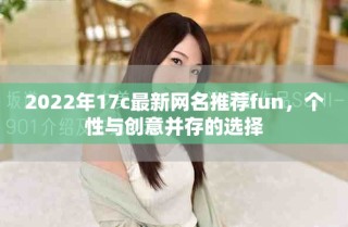 2022年17c最新網名推薦fun，個性與創意并存的選擇