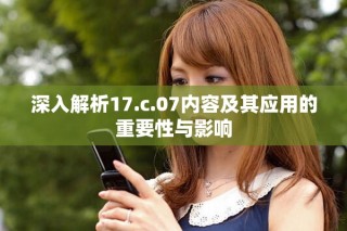 深入解析17.c.07內(nèi)容及其應(yīng)用的重要性與影響