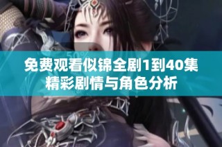免費觀看似錦全劇1到40集精彩劇情與角色分析