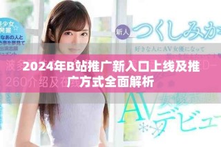 2024年B站推廣新入口上線及推廣方式全面解析