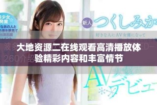 大地資源二在線觀看高清播放體驗精彩內容和豐富情節