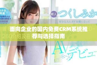 面向企業的國內免費CRM系統推薦與選擇指南