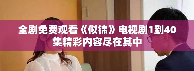 全劇免費觀看《似錦》電視劇1到40集精彩內容盡在其中